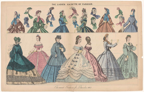 The Ladies Gazette of Fashion, The newest Fashions for December 1863, anonymous, 1863 Canvas Print