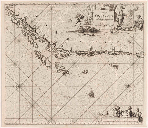 Map of part of the Norwegian coast, Jan Luyken, 1681 - 1799 Canvas Print