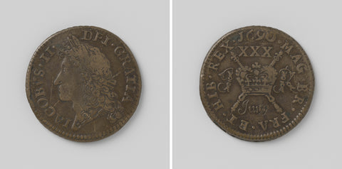 Emergency coin of half a crown of siege of James II, King of England, from July 1690, anonymous, 1690 Canvas Print