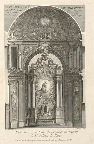 Design for the Maria chapel in the Saint-Sulpice in Paris, Antoine Hérisset, Juste Aurèle Meissonnier, 1738 - 1749 Canvas Print