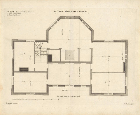 Floor plan of the third floor of house De Nes in Vreeland, Bastiaen Stopendael, 1687 - 1693 Canvas Print