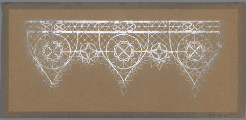 Lace design of a shell edge for reticella technique in white on beige cardboard, J.H. Pleging-Faber, c. 1920 - c. 1935 Canvas Print