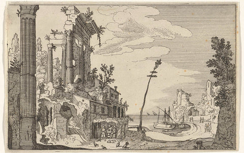 Roman ruins by the sea, Willem van Nieulandt (II), 1618 Canvas Print