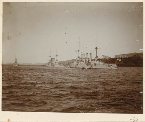 German naval ships along the coast off Kiel, Geldolph Adriaan Kessler, c. 1903 Canvas Print