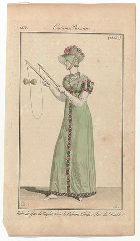 Journal des Dames et des Modes, Costume Parisien, 10 juin 1812, (1233): Robe de Gros de Naples (...), Pierre Charles Baquoy, 1812 Canvas Print