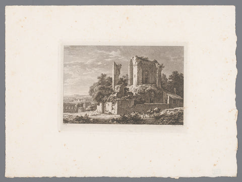 Overgrown ruins and travelers near Rome, Philipp Veith, 1822 Canvas Print