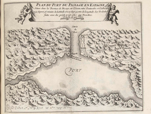 Map of the natural harbor of Puerto de Pasajes, ca. 1693-1696, anonymous, 1693 - 1696 Canvas Print