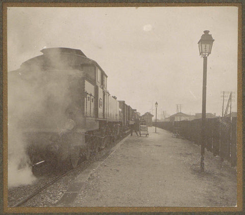 Train on the platform of Maisons-Alfort during the flood of Paris, G. Dangereux, 1910 Canvas Print