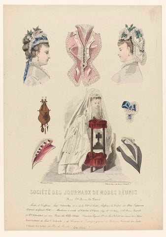 Société des journaux de modes réunis, ca. 1874, No. 160: Modes et Coiffures (...), anonymous, c. 1874 Canvas Print