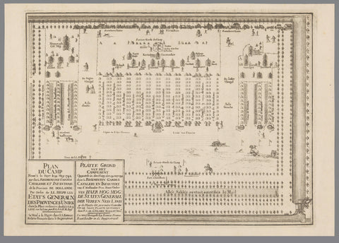 Map of the camp in The Hague in 1742, anonymous, P.A. de Saint Hilaire Mallet, 1742 Canvas Print