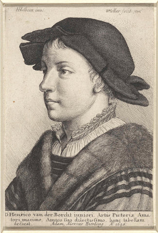 Portrait of a young man with beret, Wenceslaus Hollar, 1646 Canvas Print