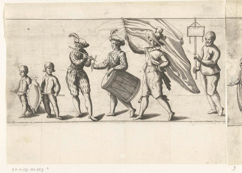 Optocht door de rederijkerskamer De Witte Ackoleyen uit Leiden (first part), 1607, anonymous, 1607 Canvas Print