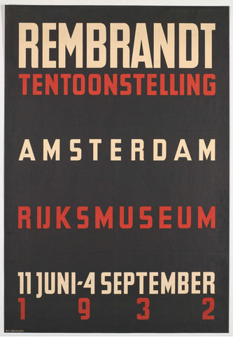 Rembrandt exhibition Amsterdam Rijksmuseum 11 June - 4 September 1932., anonymous, 1932 Canvas Print