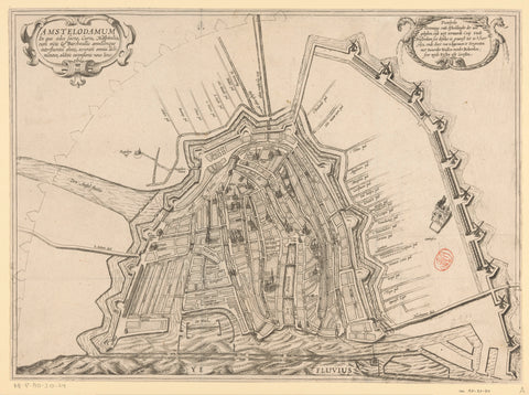 Map of Amsterdam, 1612, anonymous, in or after 1614 Canvas Print