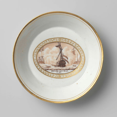 Saucer with an image of the Battle of J. Krul, anonymous (attributed to), after 1794 Canvas Print