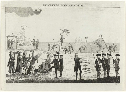 Cartoon on the peace in 1783, anonymous, 1783 Canvas Print