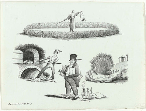Cartoon on J.C. Backer, C. Seyn and S. van der Paauw, 1839, François Desterbecq, 1839 Canvas Print
