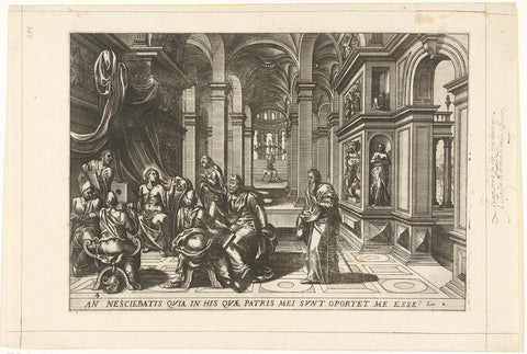 Twelve-year-old Christ in the Temple, Luke of Doetechum, c. 1572 Canvas Print