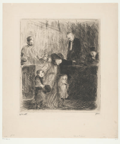 Woman with two young children possibly leaving a courtroom, Jean-Louis Forain, 1909 Canvas Print