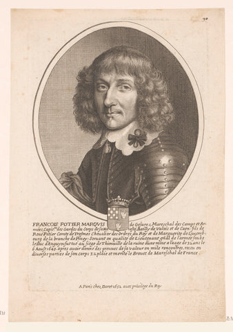 Portret van François Potier, Pierre Daret, Pierre Daret, 1652 Canvas Print