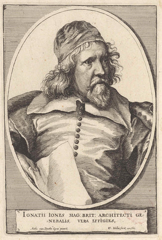 Portrait of Inigo Jones, Wenceslaus Hollar, 1655 Canvas Print