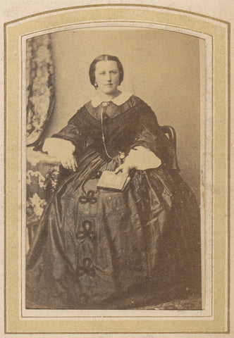 Portrait of a seated woman in a dress with a book in hand, London and Continental Photographic Copying Company, c. 1860 - c. 1900 Canvas Print