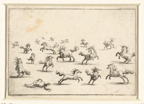 Horses in various postures, Jacques Callot, 1621 Canvas Print