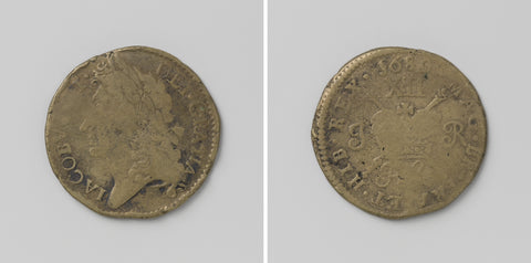 Shilling, Jacobus II, koning van Engeland, noodmunt uit februari 1689, anonymous, 1689 Canvas Print