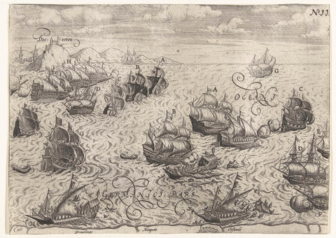 Destruction of Spanish galleys, 3 October 1602, anonymous, 1613 - 1615 Canvas Print