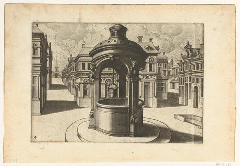 Round well with stone canopy, Johannes or Lucas van Doetechum, c. 1574 Canvas Print