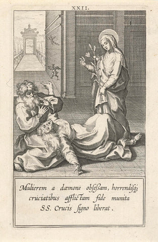 Catherine redeems a possessed man from her demons, Cornelis Galle (I), 1603 Canvas Print