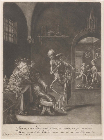 Rich Man and Death, Jacob Gole, 1670 - 1724 Canvas Print