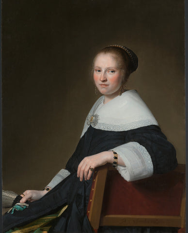 Portrait of Maria van Strijp, Johannes Cornelisz. Verspronck, 1652 Canvas Print