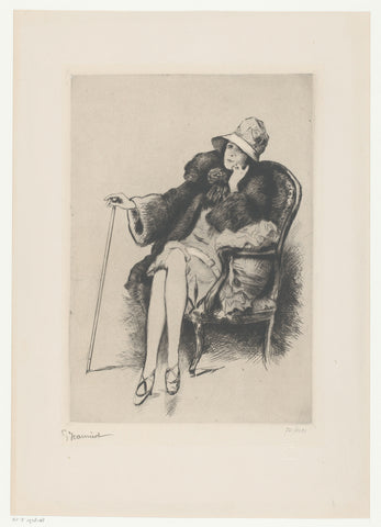 Woman with hat in an armchair, Pierre Georges Jeanniot, 1920 - 1934 Canvas Print