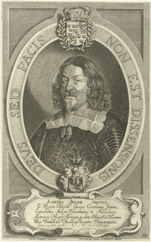 Portrait of Johan Adler Salvius, Pieter de Jode (II), 1648 Canvas Print