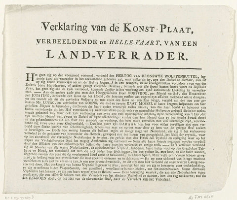 Declaration of the print of the hell of a traitor, 1784, anonymous, 1784 Canvas Print