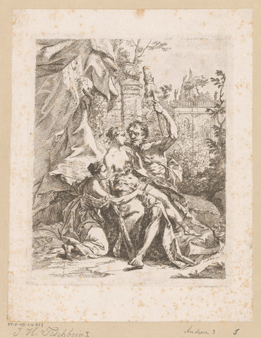 Hercules en Omphale, Johann Heinrich Tischbein (1722-1789), 1732 - 1789 Canvas Print