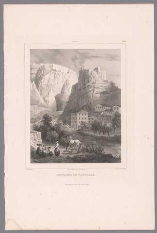 View of Fontaine-de-Vaucluse and the source of the Vaucluse, Isodore-Laurent Deroy, 1834 Canvas Print