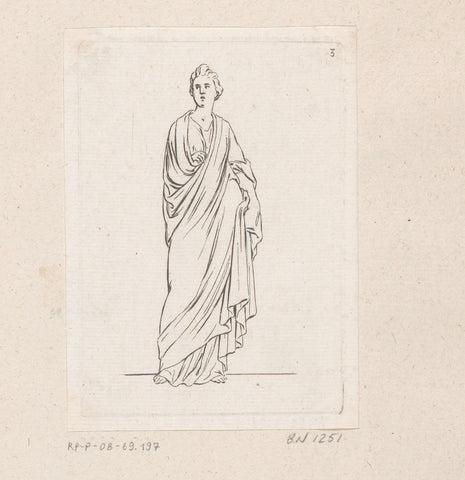 Standing woman wrapped in gown, Sébastien Leclerc (I), 1706 Canvas Print