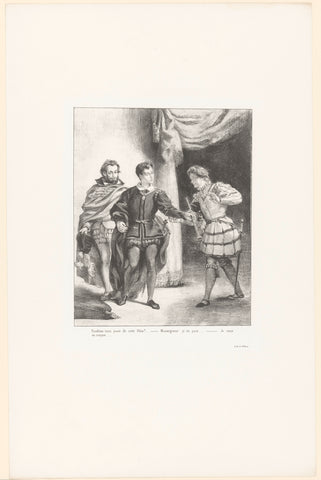 Hamlet asks Guildenstern to play flute, Eugène Delacroix, in or after 1834 - in or before 1864 Canvas Print