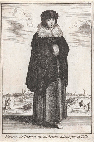 Woman of Vienna in Austria going through the City, Wenceslaus Hollar, 1662 Canvas Print