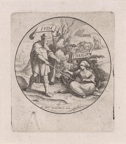 Juda and Tamar, Wenceslaus Hollar, 1640 Canvas Print