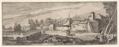 Farm in a landscape, Jan van de Velde (II), 1615 Canvas Print