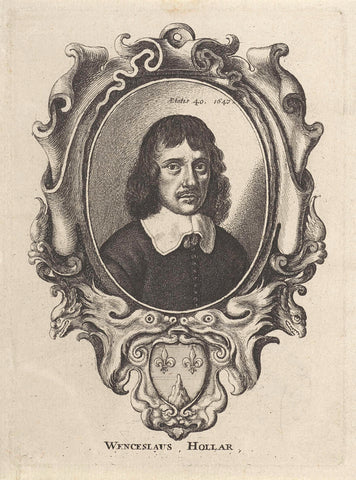 Self-portrait of Wenzel Hollar, Wenceslaus Hollar, 1647 Canvas Print