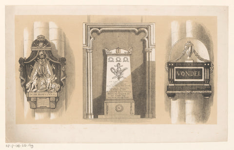 Three funerary monuments in the Nieuwe Kerk Amsterdam, anonymous, 1809 - c. 1899 Canvas Print