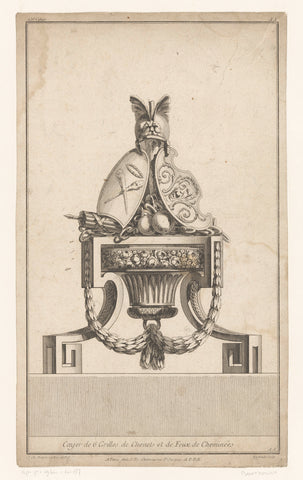 Firebox with helmet and shields, Berthault, Jean Charles Delafosse, 1771 Canvas Print