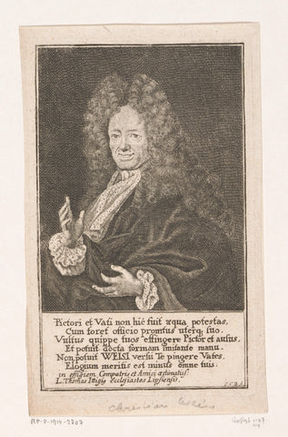 Portret van Christian Weise, Johann Christoph Boecklin, 1667 - 1709 Canvas Print