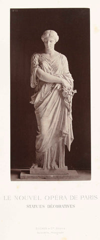 Marble statue of a woman in a robe with crossed arms., Louis-Emile Durandelle, c. 1878 - 1881 Canvas Print