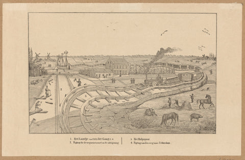 View of the auxiliary track of the Hollandsche IJzeren Spoorweg-Maatschappij near Delft, anonymous, 1847 - 1849 Canvas Print