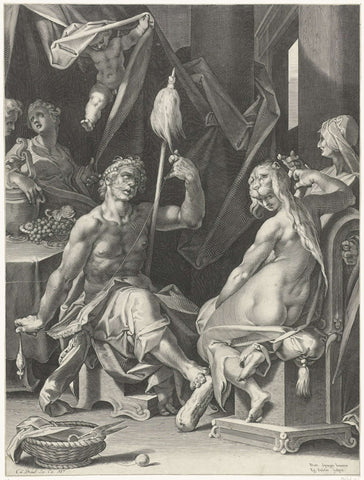 Hercules en Omphale, Aegidius Sadeler, 1580–1629 Canvas Print